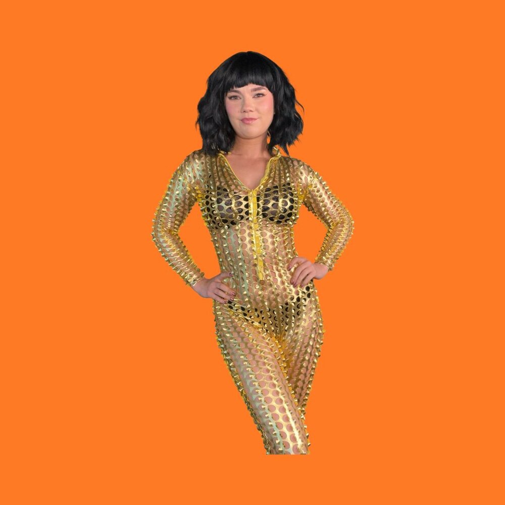 Mesh Gold Jumpsuit - Picture 11 of 13